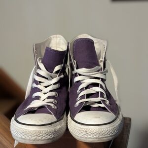Converse White and Purple High-Tops